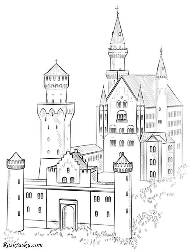 Замок в романском стиле рисунок легкий