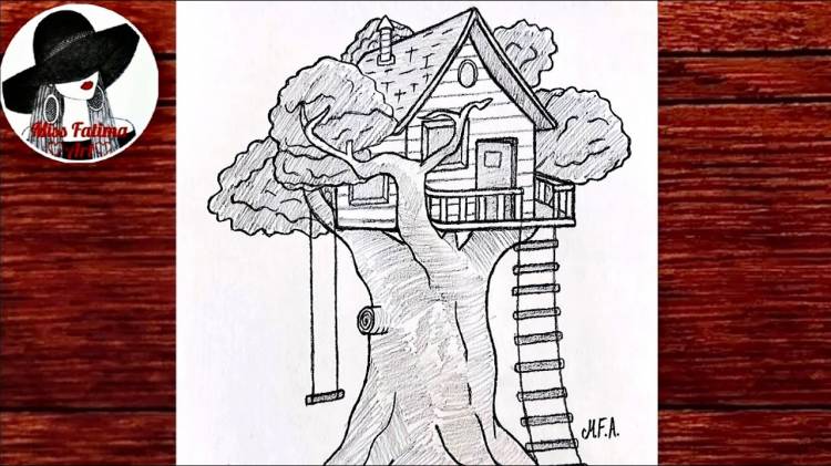 Как Нарисовать Домик На Дереве