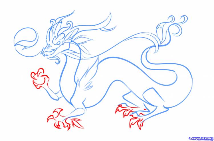 Дракон легкий рисунок для срисовки китайский