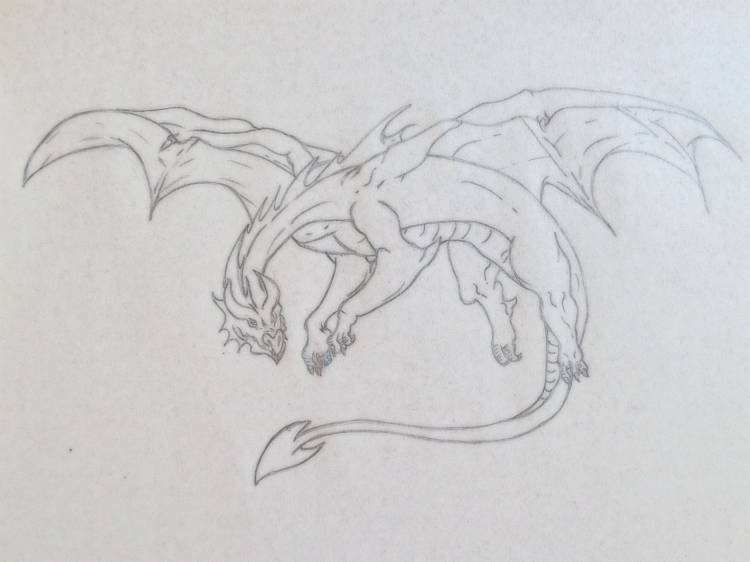 Дракон,рисунок карандашом