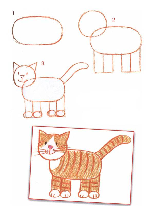 Поэтапный урок как нарисовать кошку