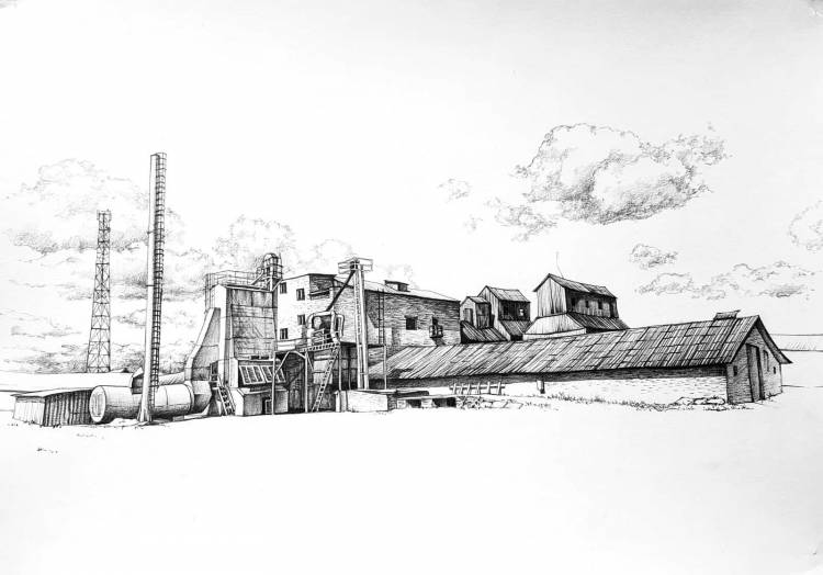 Рисунок завода карандашом