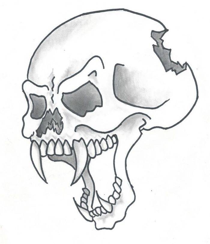 Рисунки черепа для срисовки карандашом