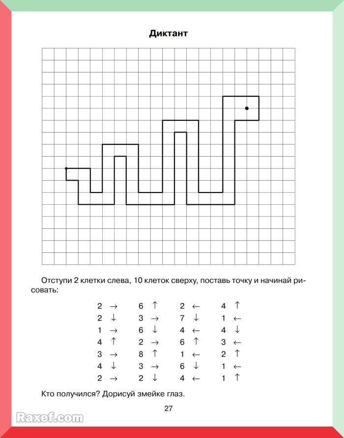 Графические диктанты по клеточкам с инструкциями по стрелочкам и цифрам