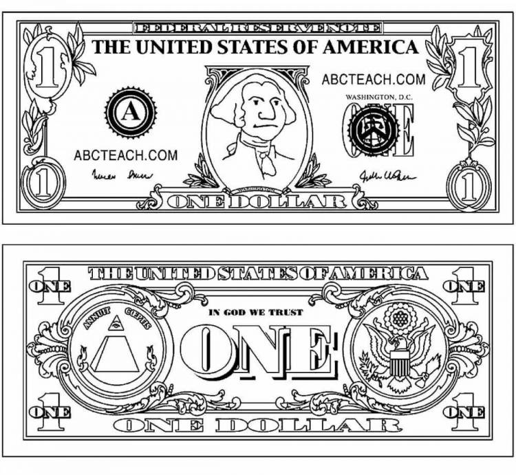 Раскраски Деньги доллары 
