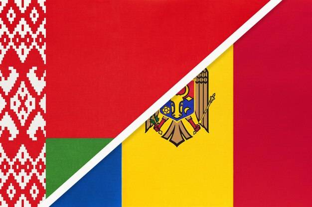 Беларусь и молдова символ страны белорусские и молдавские национальные флаги