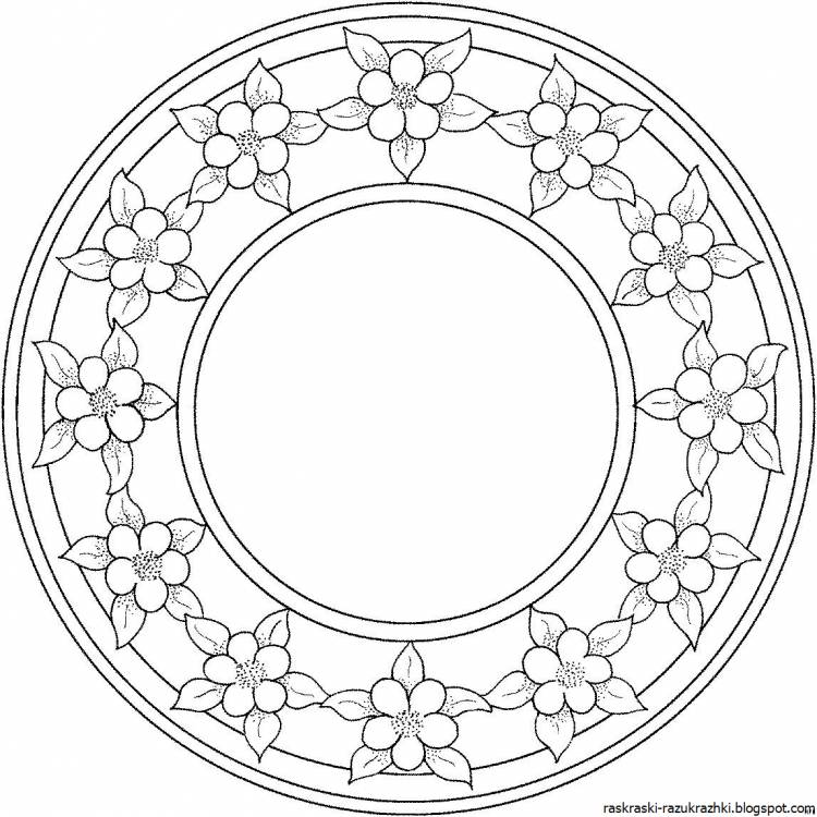 Раскраска посуды с геометрическим орнаментом