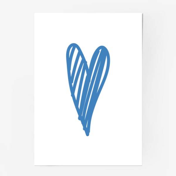 Холст «Сердце, нарисованное синим фломастером», в интернет-магазине в Москве, автор