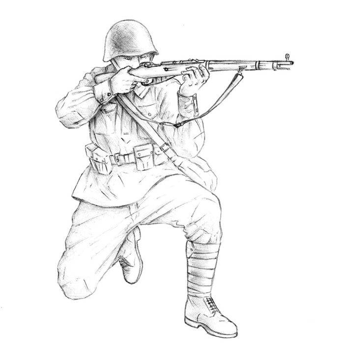 Как поэтапно поэтапно нарисовать Советского солдата