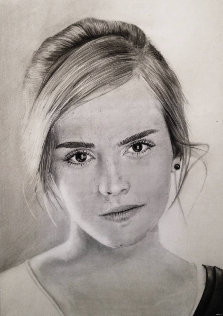 Портрет Эммы Уотсон для срисовки. Красивые портреты легко