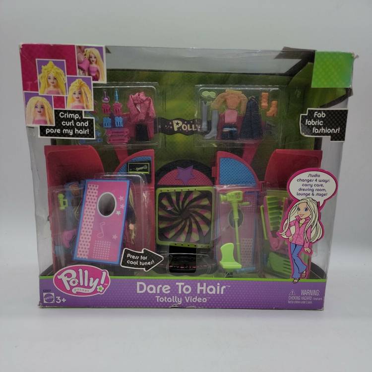 Mattel Polly Pocket Dare To Hair Totally Video Playset Accessories NIB