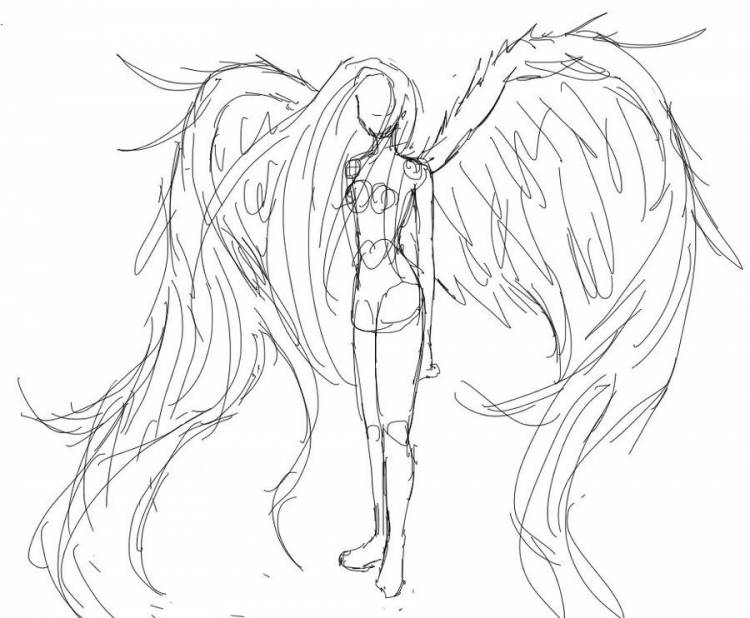 Рисунки карандашом девушка с крыльями 