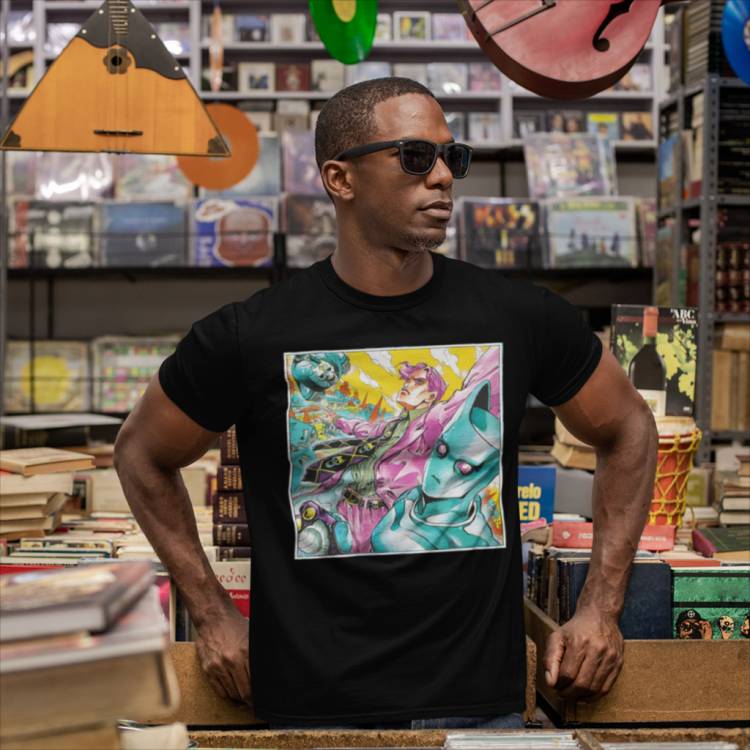 Мужская Винтажная футболка с круглым вырезом, с принтом в виде героев мультфильма «Необычные Приключения джоджба»