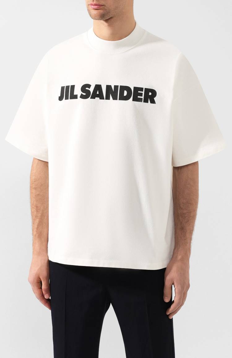 Мужская белая хлопковая футболка JIL SANDER в интернет-магазине ЦУМ, арт