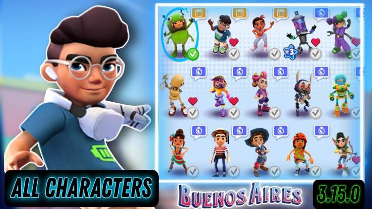 ALL CHARACTERS IN SUBWAY SURFERS BUENOS AIRES