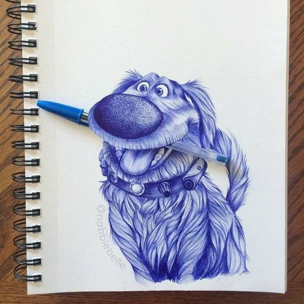 Срисовки синей ручкой 