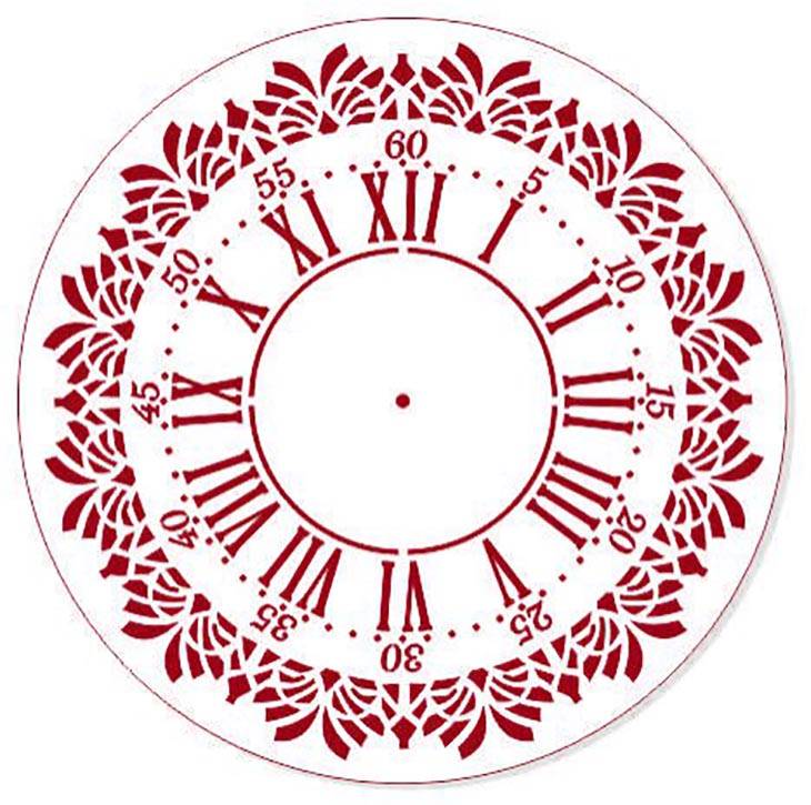 Трафарет циферблат для часов с римскими цифрами в интернет магазине Арт Декупаж