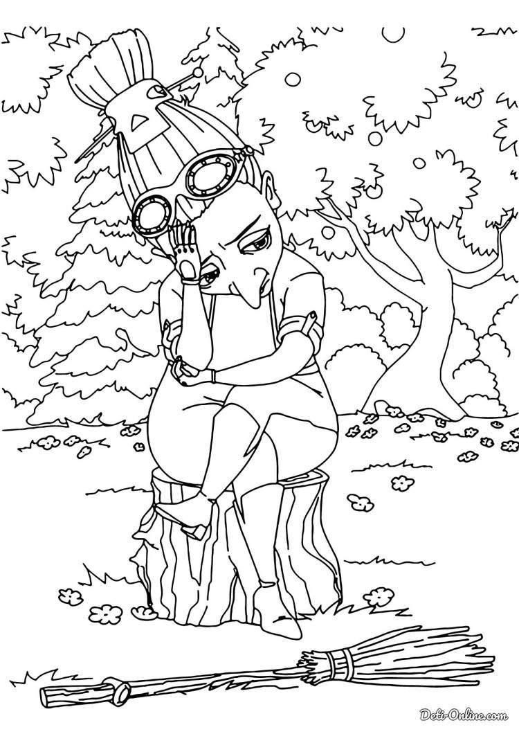 Раскраска Баба-Яга из мультсериала Царевны распечатать или скачать