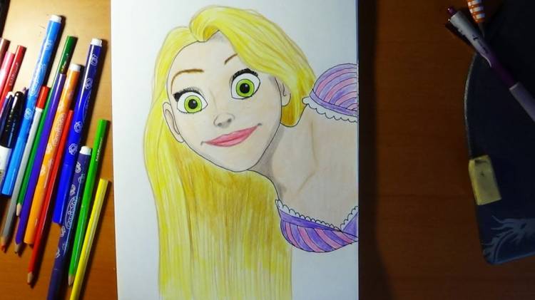 How to draw Rapunzel from Tangled, Как нарисовать Рапунцель