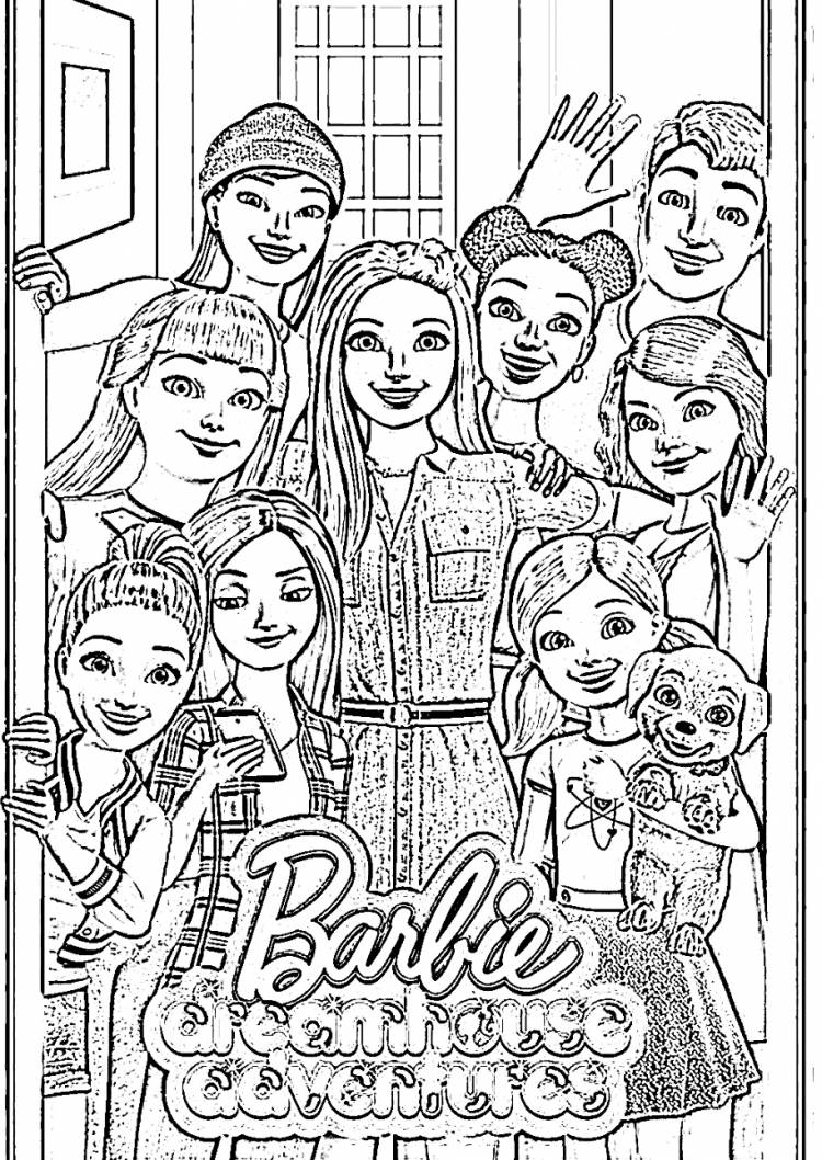 Распечатать бесплатно раскраски Барби в Доме мечты