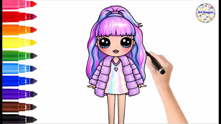 Sketch and Coloring Rainbow High Fashion Doll Drawing Easy
