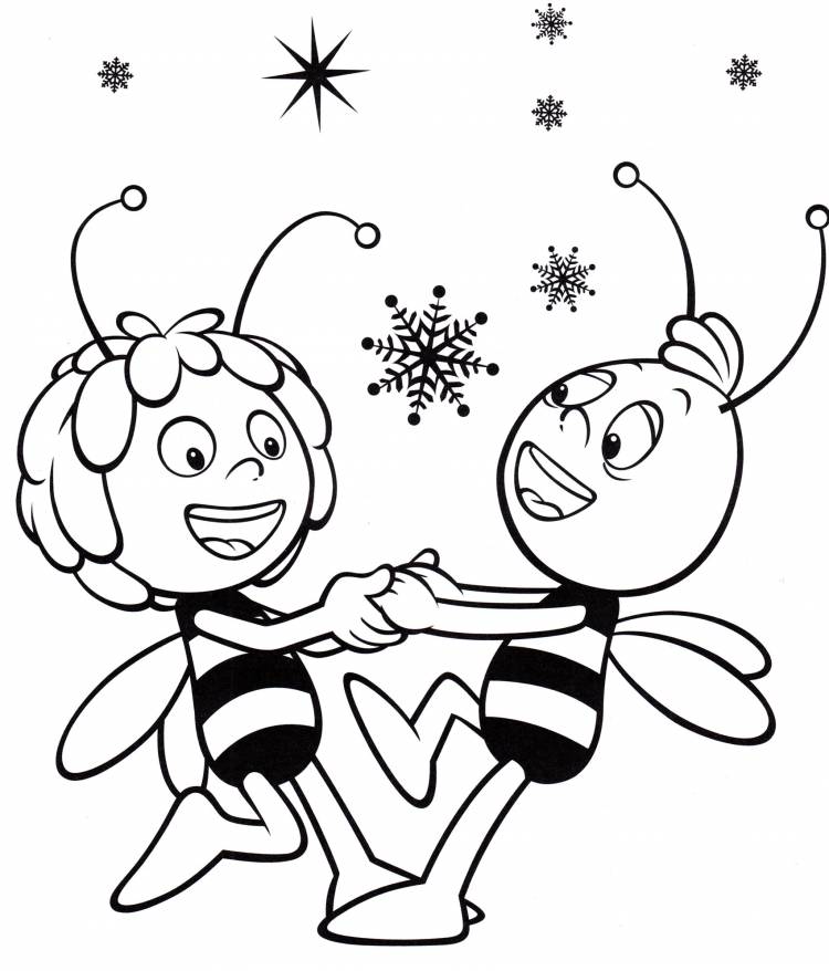 Раскраска Пчелка Майя и Вилли