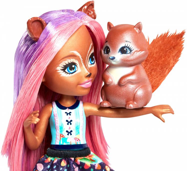 Кукла Enchantimals Белочка Санча с любимым питомцем Стампером Mattel