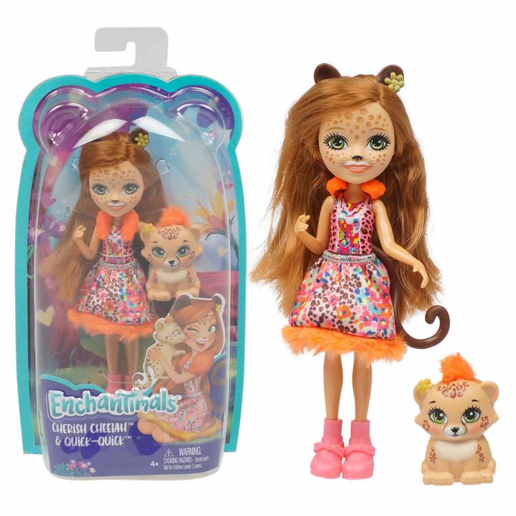 Кукла Enchantimals Чериш Гепарди с любимым питомцем Квиком Mattel