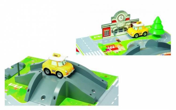 Игровой набор Robocar Poli Silverlit Город почта с мостом, металлическая машинка Кэп в комплекте, Cap