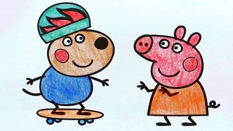 Peppa Pig and Danny Play Together Peppa Pig Coloring Pages for Kids