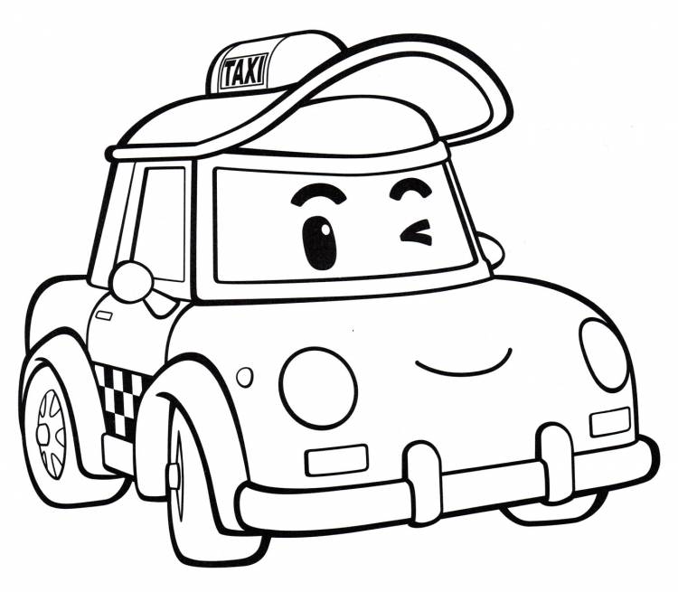 Раскраска Такси Кэп из мультика Робокар Поли, распечатать бесплатно или скачать