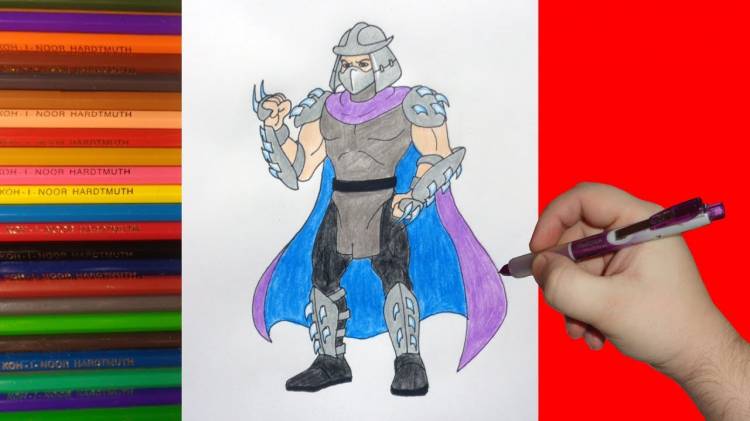 How to draw Shredder, ninja turtles, Как нарисовать Шредера