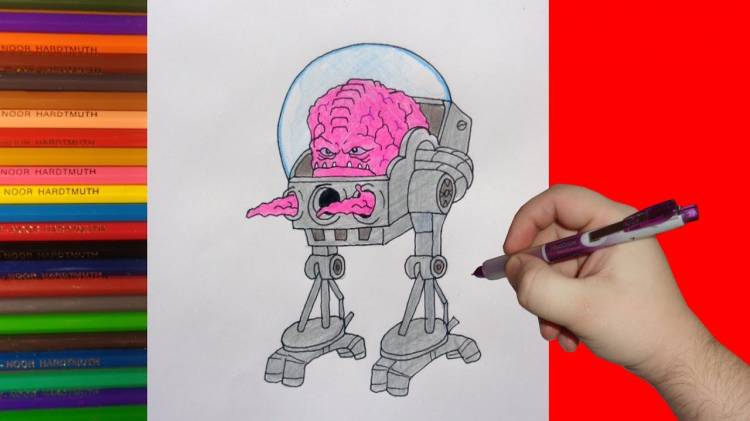 How to draw Krang, ninja turtles, Как нарисовать Крэнга