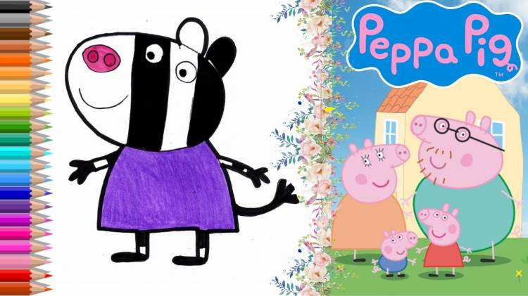 How to draw Zoe Zebra from Peppa Pig