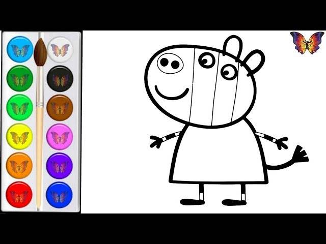 How to draw and colorize the characters of the cartoon Peppa Pig
