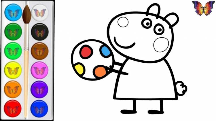 Coloring for children SHEEP SUSIE from the cartoon PEPPA PIG, Coloring For Kids