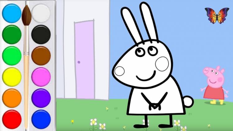 Coloring for children Rebecca Rabbit from the cartoon PEPPA PIG, Coloring for Kids