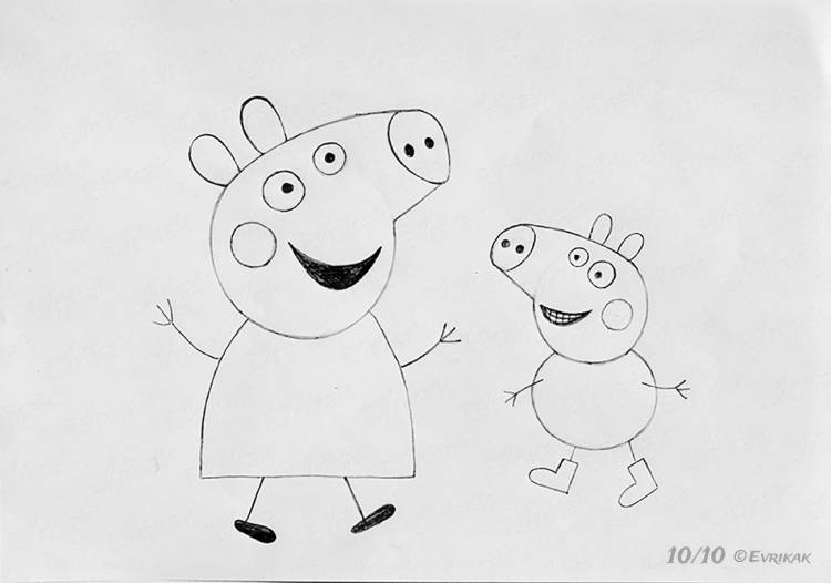 Свинка пеппа рисунок для детей поэтапно 