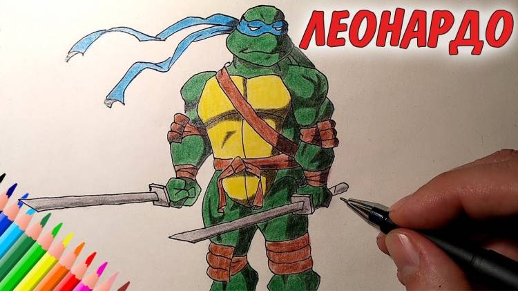 How to Paint a NINJA NEONJA TICKET LEONARDO, drawings for children and beginners drawings