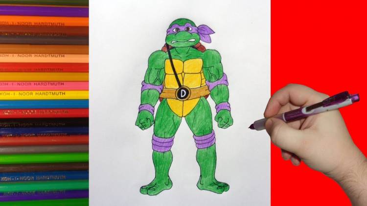 How to draw ninja turtles, Donatello, Как нарисовать черепашек ниндзя