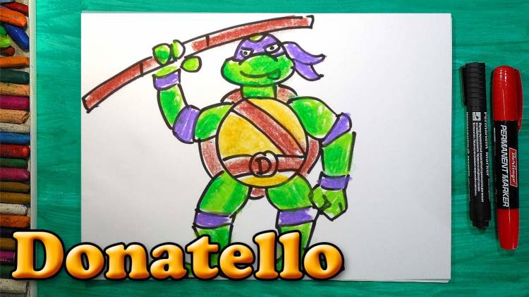 Как нарисовать Черепашку Ниндзя Донателло, How to draw ninja turtles Donatello