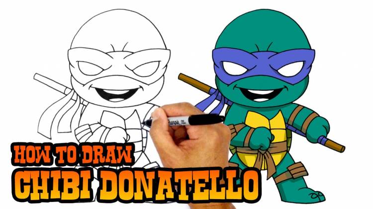 Как нарисовать няшного черепашку ниндзя Донателло