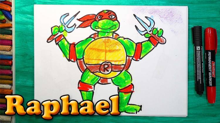 Как нарисовать Черепашку Ниндзя Рафаэля, How to draw ninja turtles Raphael