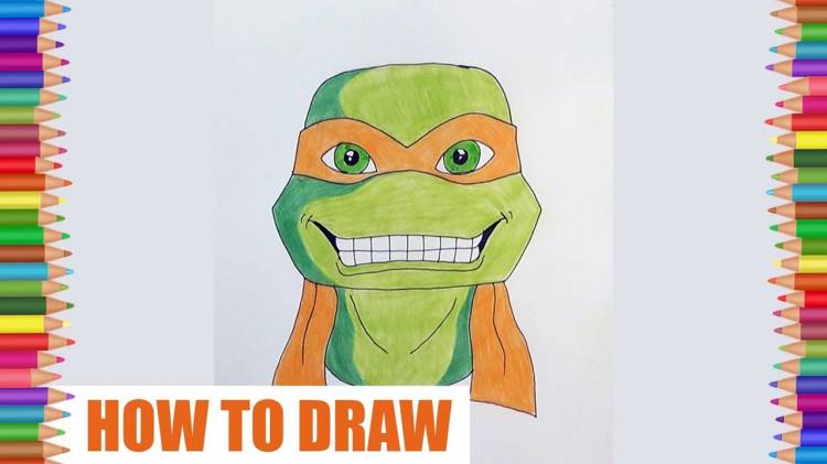 How to draw Mikey, TMNT, Как нарисовать Черепашку Ниндзя Микеланджело