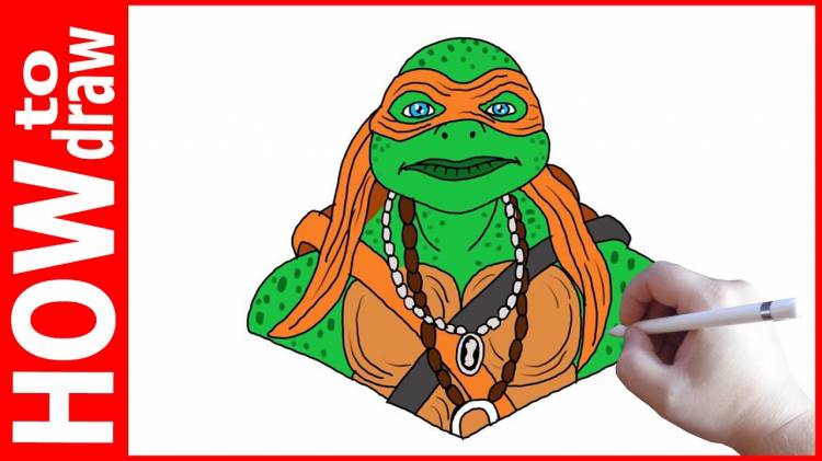 How to draw movie ninja turtles Michelangelo, Как нарисовать черепашку ниндзя