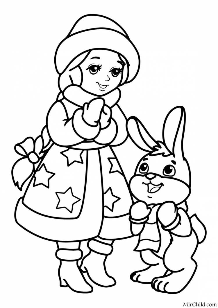 Раскраски с Кроликами и Зайцами на Новый год