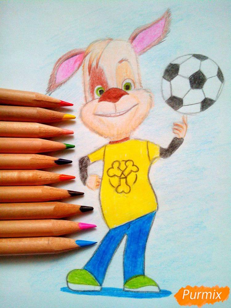 Как нарисовать Дружка Барбоскина цветными карандашом поэтапно