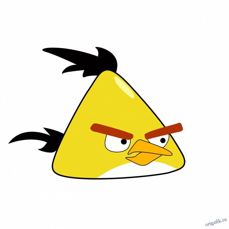 Желтая птичка Angry birds оригами из бумаги