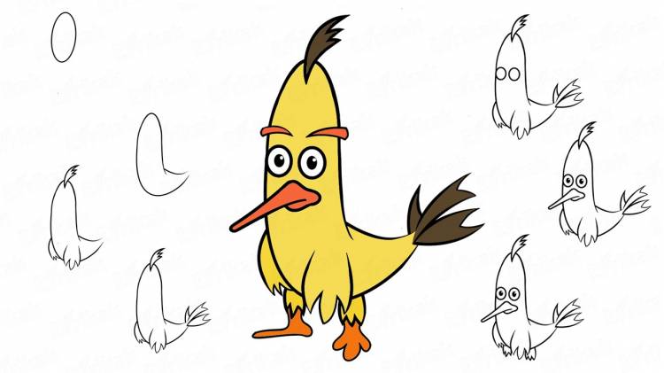 Как поэтапно рисовать Чака из Angry Birds