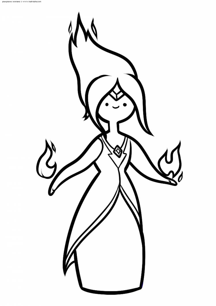 Раскраска Огненная принцесса (Пламенная принцесса, Огнепринцесса, время приключений)